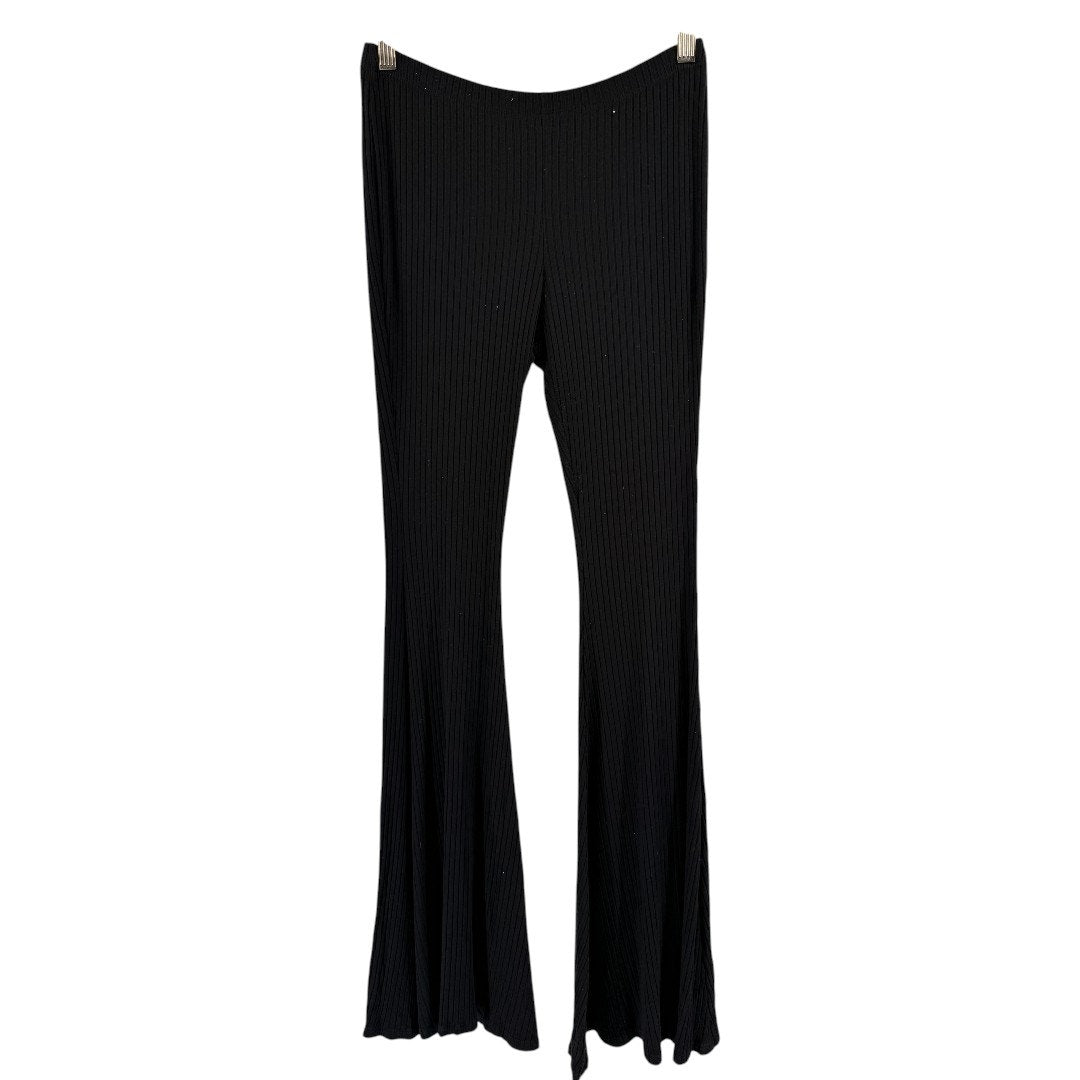 Promesa Black Ribbed Knit Bell Bottom Pull On Flare Pants