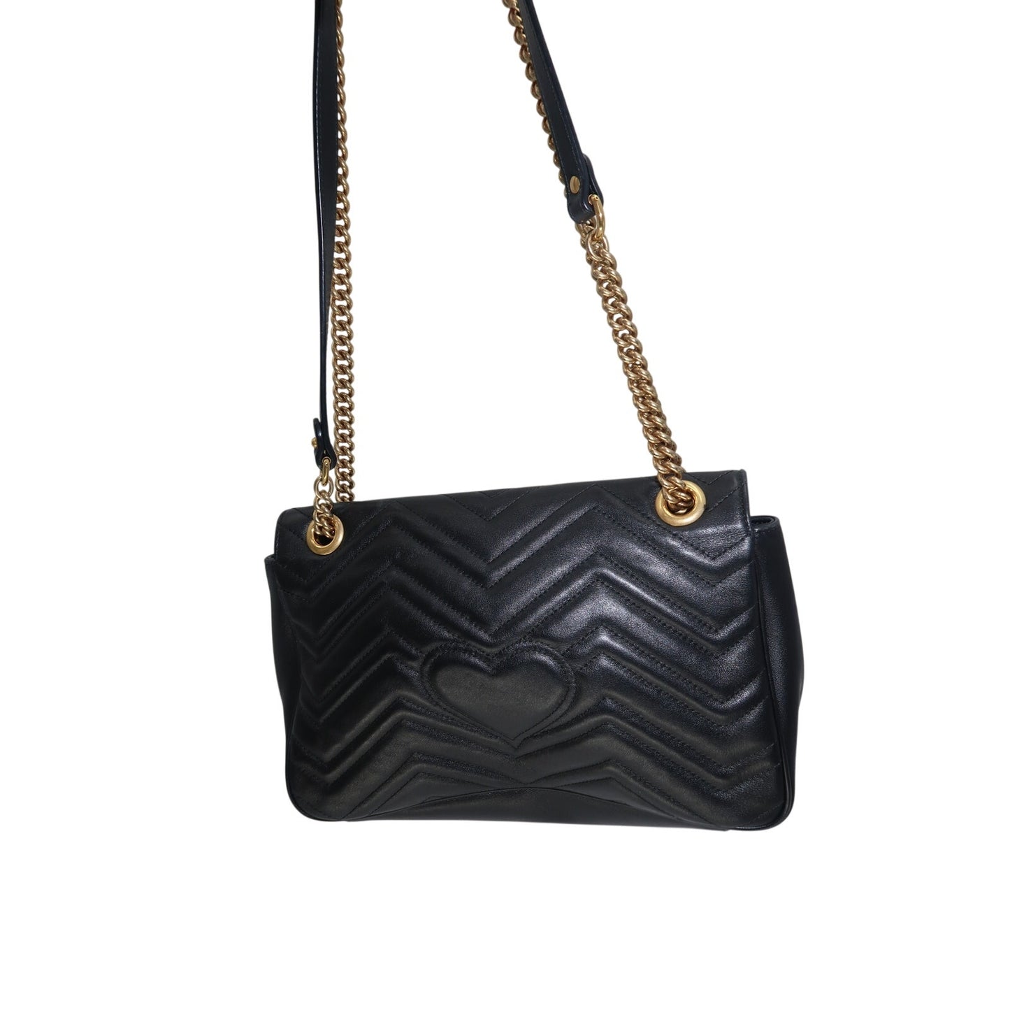 Gucci Leather Quilted GG Marmont Chevron Shoulder Bag