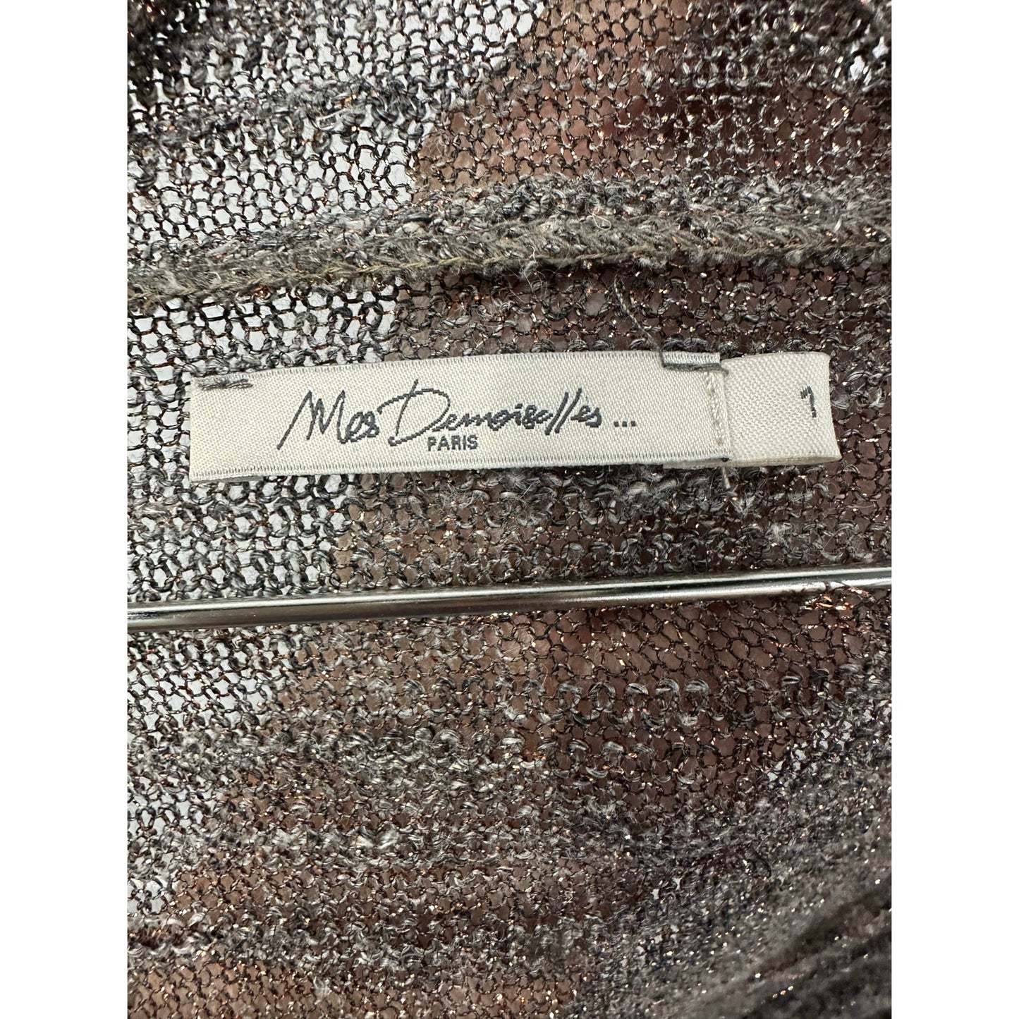 Mes Demoiselles Linen-Blend Metallic Knit Open Sweater Cardigan