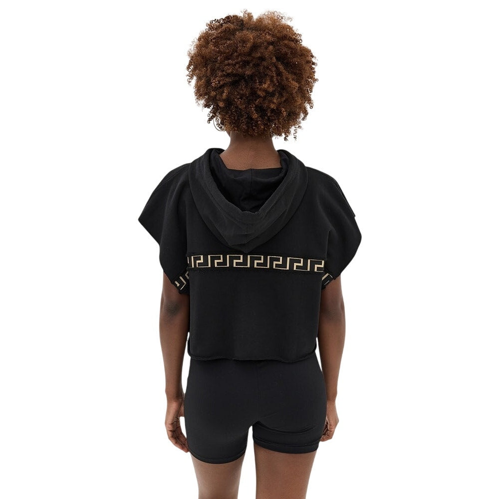 Versace Tex Felpa Artico Greca Border Jersey Cropped Hoodie Sweatshirt