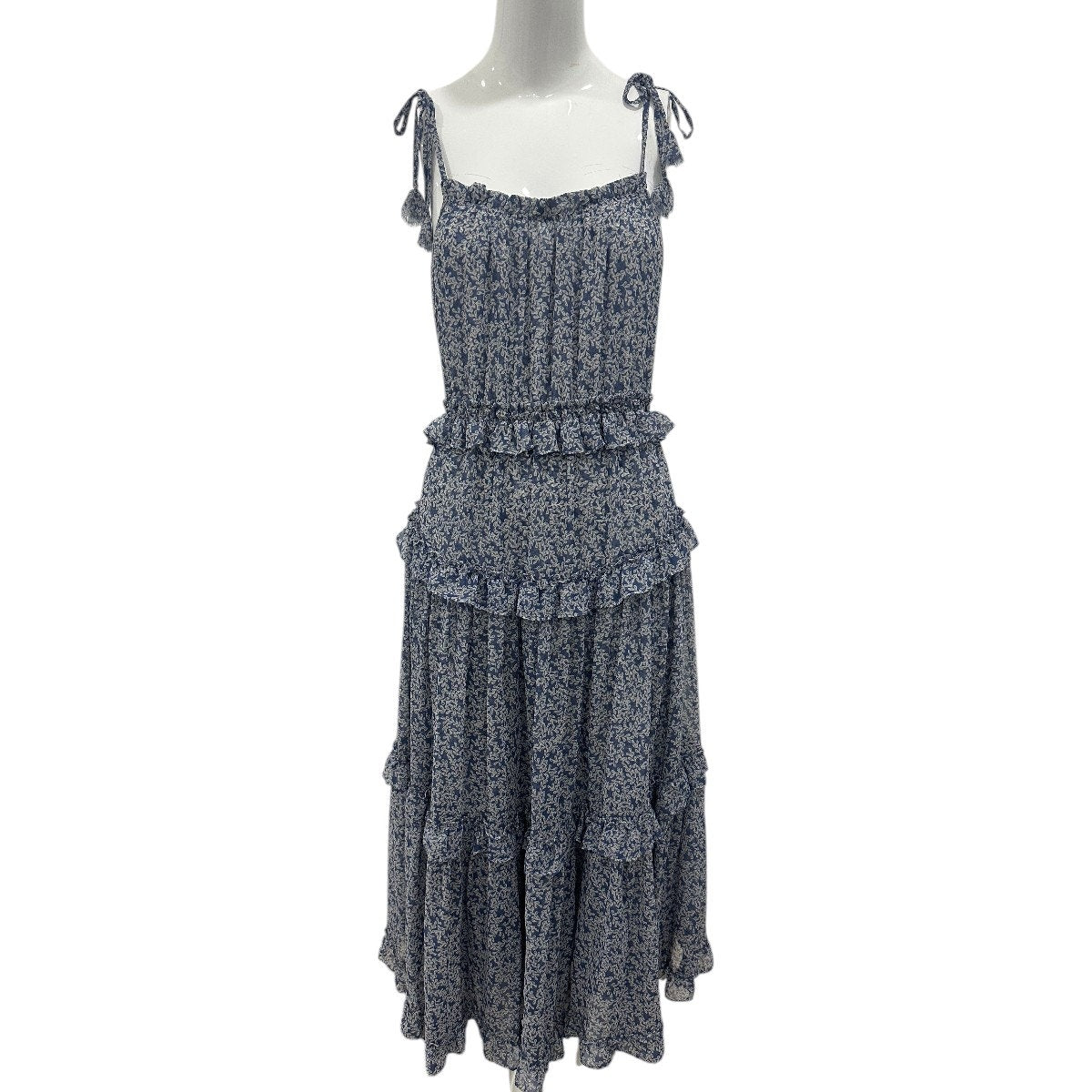 Misa Los Angeles Printed Ruffle Ryanne A-line Pleated Midi Dress