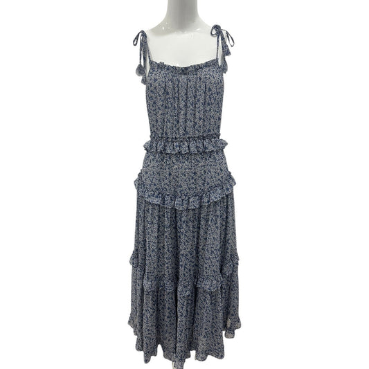 Misa Los Angeles Printed Ruffle Ryanne A-line Pleated Midi Dress