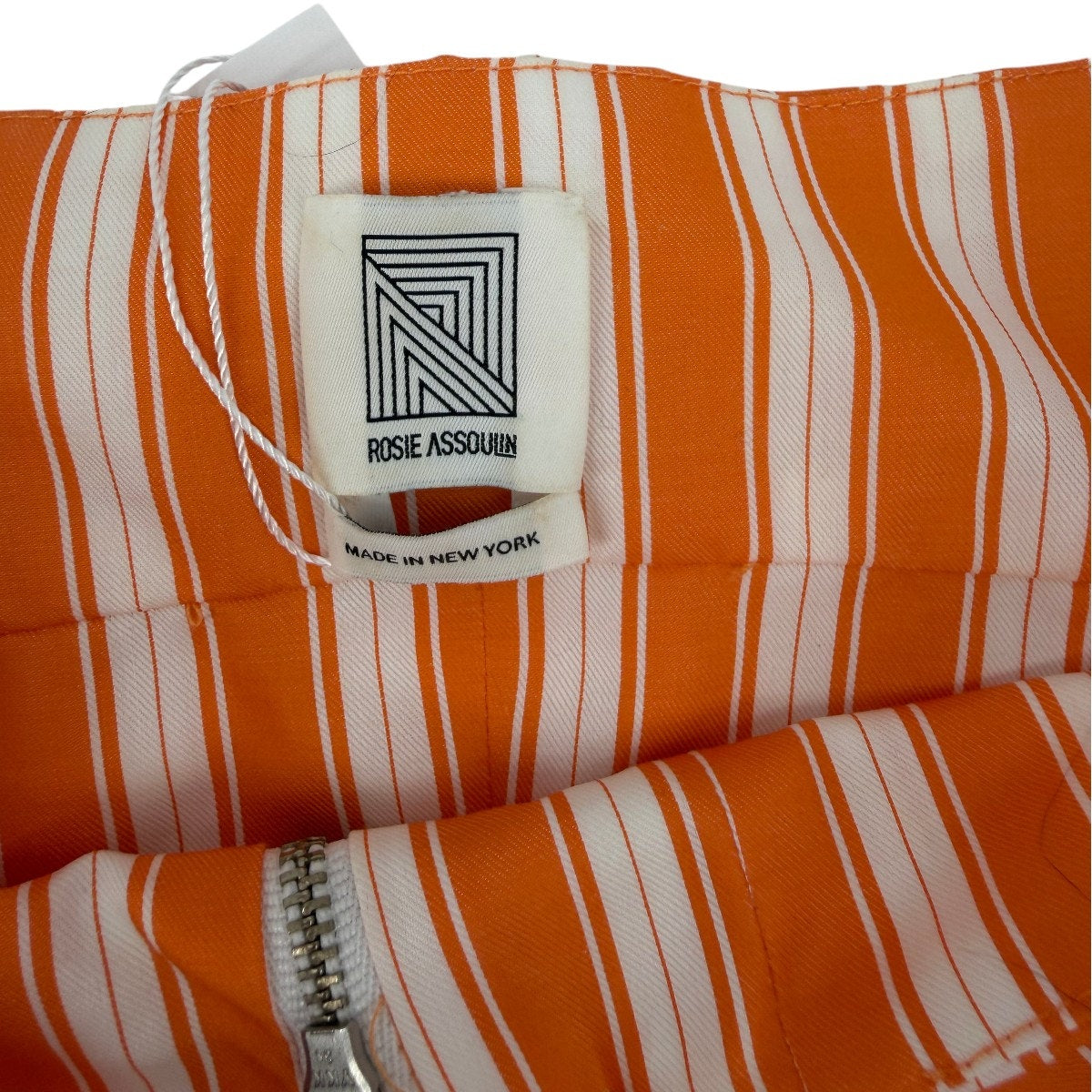 Rosie Assoulin Orange White Striped Square Neck Crop Top