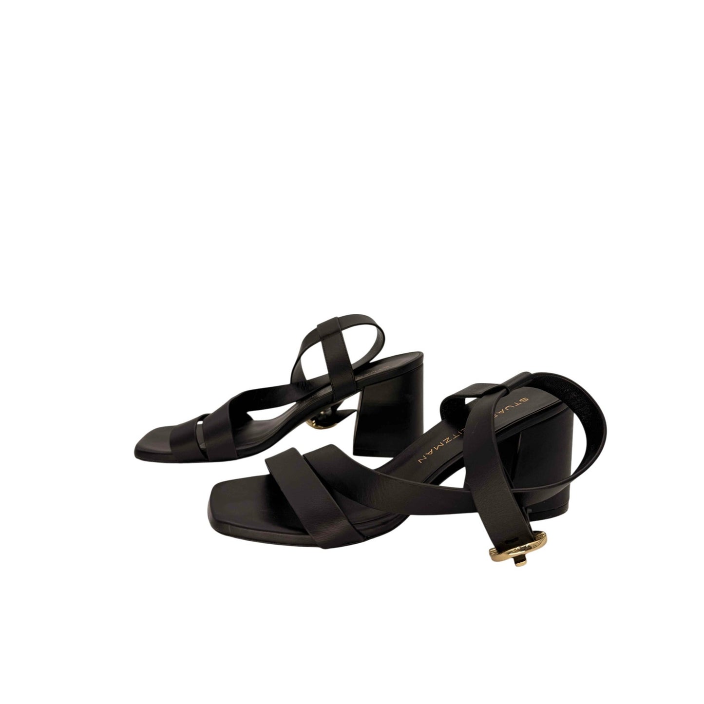 Stuart Weitzman Leather Benni Block-Heel Strappy Sandals