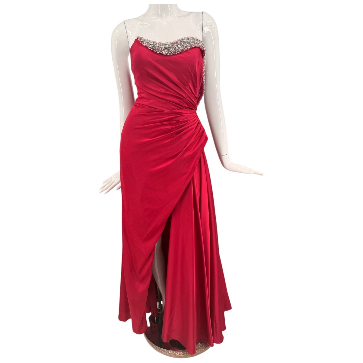 Mac Duggal Pink Strapless Ruched Embellished Gown