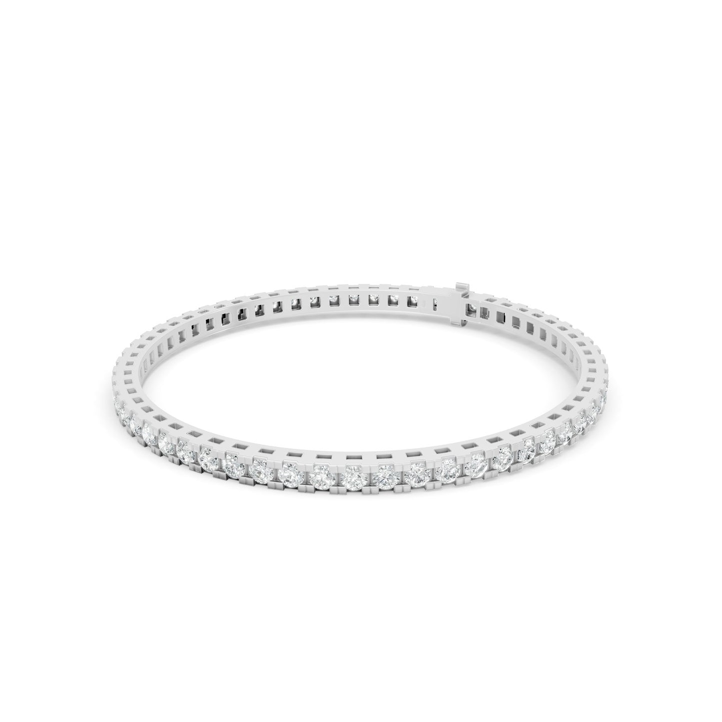 4.00 ctw Diamond Square Collet 14K White Gold Tennis Bracelet