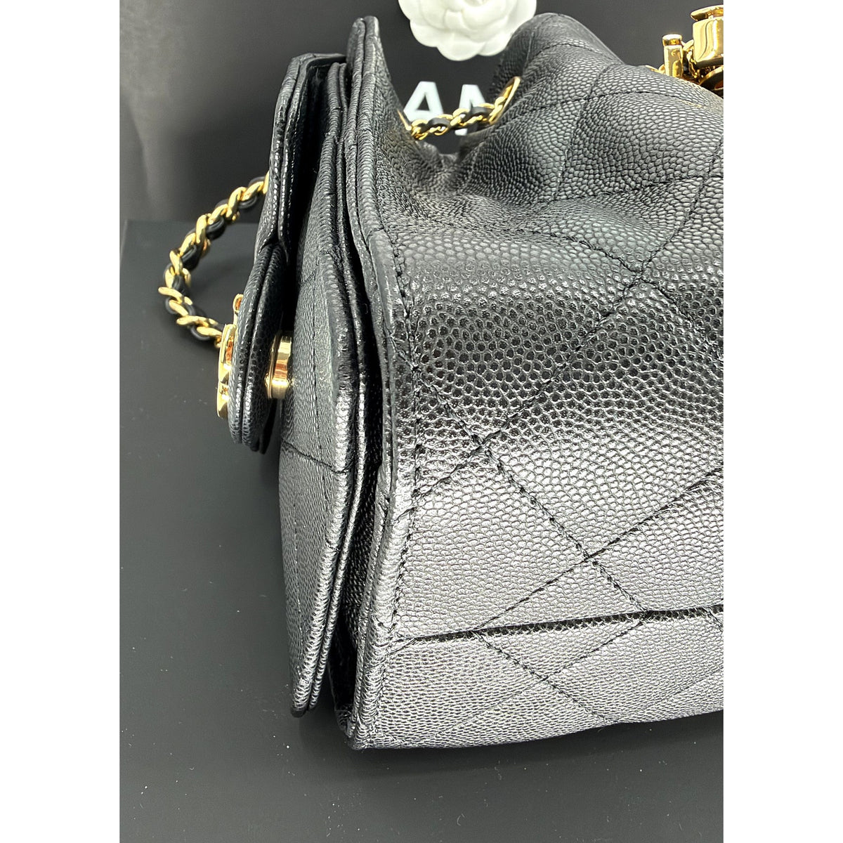 Chanel 25 Mini Black Caviar Gold Hardware Hobo Bag 26B AS5631 New Full Set