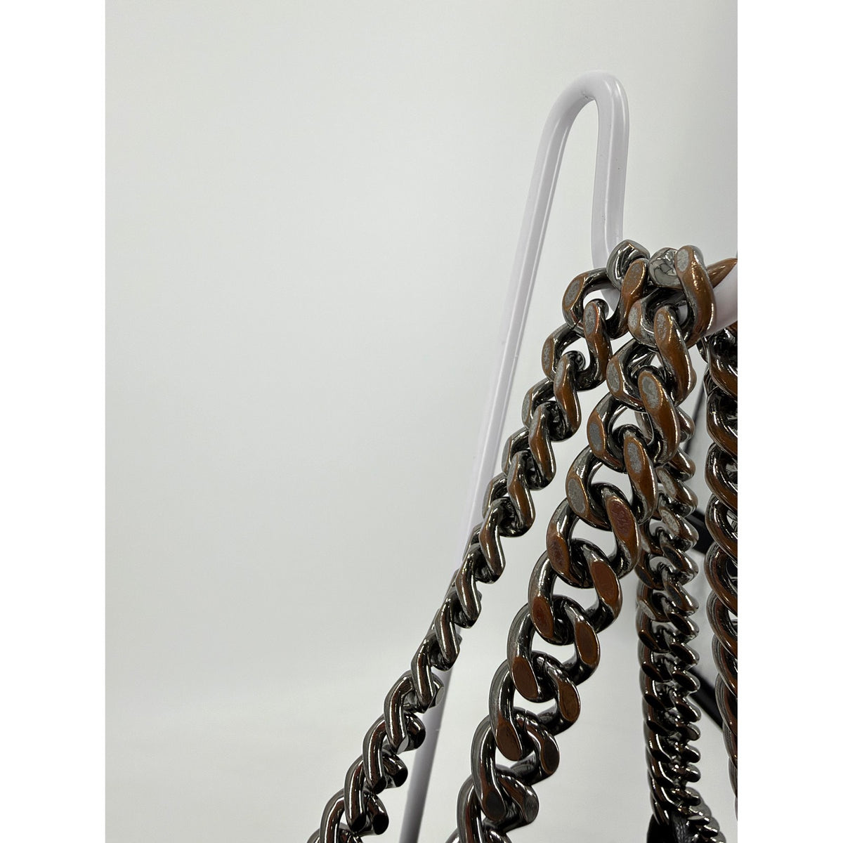 Stella McCartney Falabella Fold Over Tote Black Shaggy Deer Chain Bag