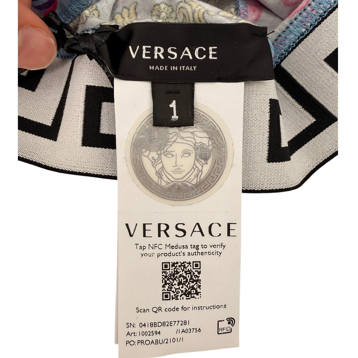 Versace Floral Print Greca Band V-Neck Sports Bra