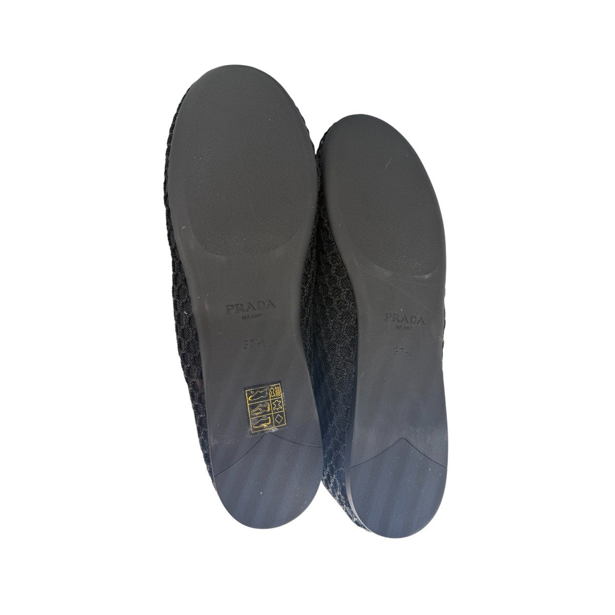 Prada Mesh Logo Calzature Donna Double Straps Ballerina Flats Black Size 37.5