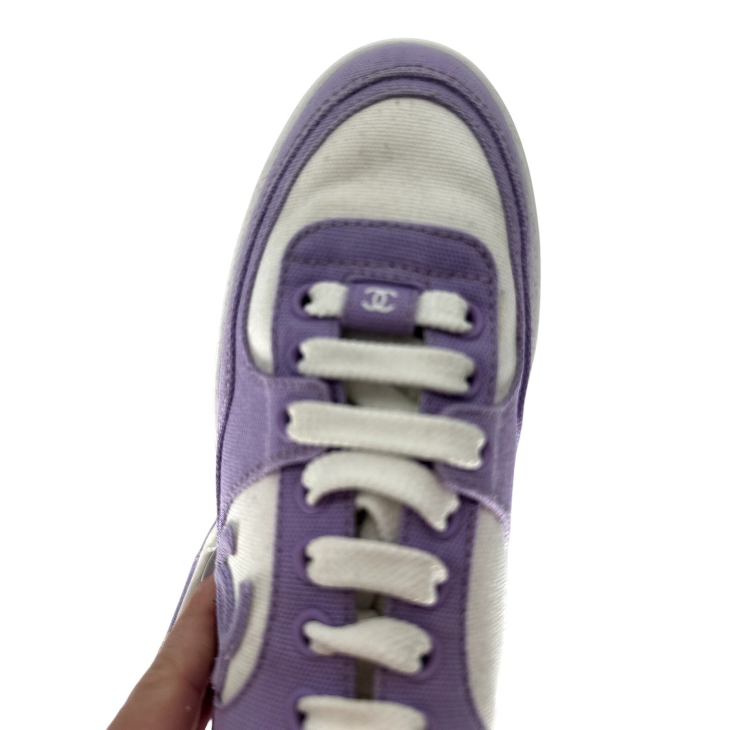 Chanel Interlocking CC Logo Lace Up Sneakers