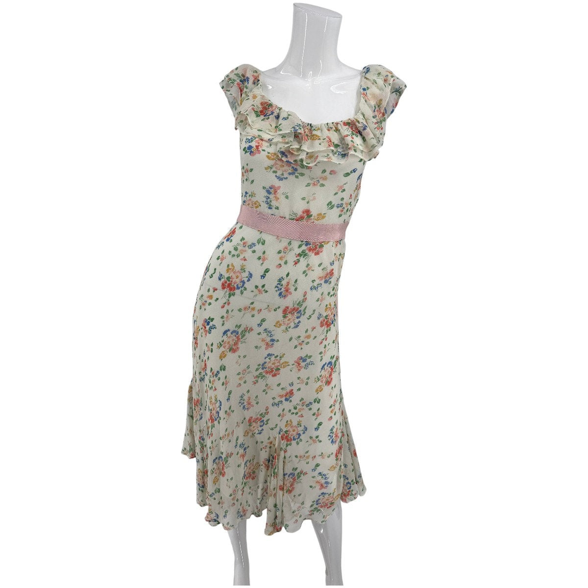 LoveShackFancy Silk Floral Print Crepe The Chine Midi Dress