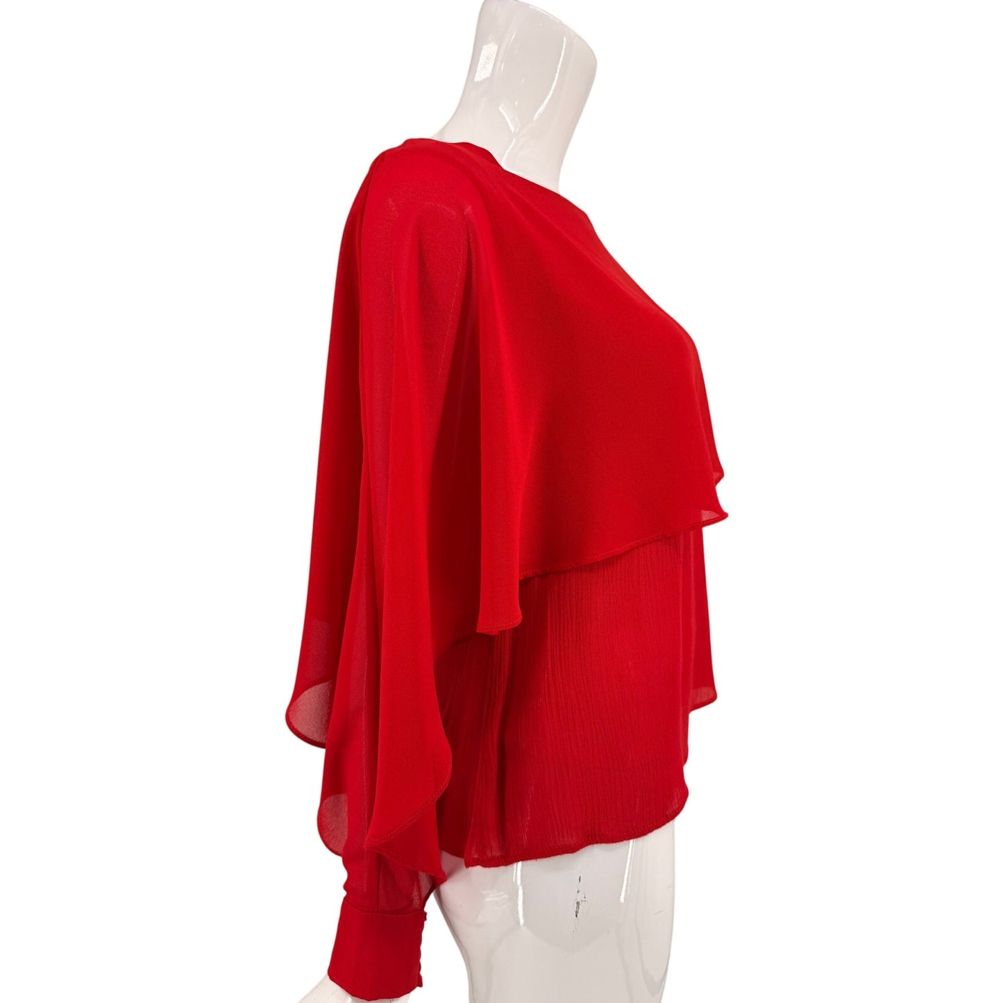 I Madeline Chiffon Layered Scoop Neck Long Sleeve Cape Blouse