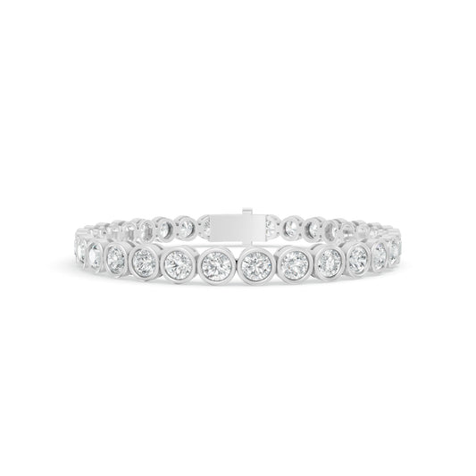 10.01 ctw Diamond Bezel 14K White Gold Tennis Bracelet
