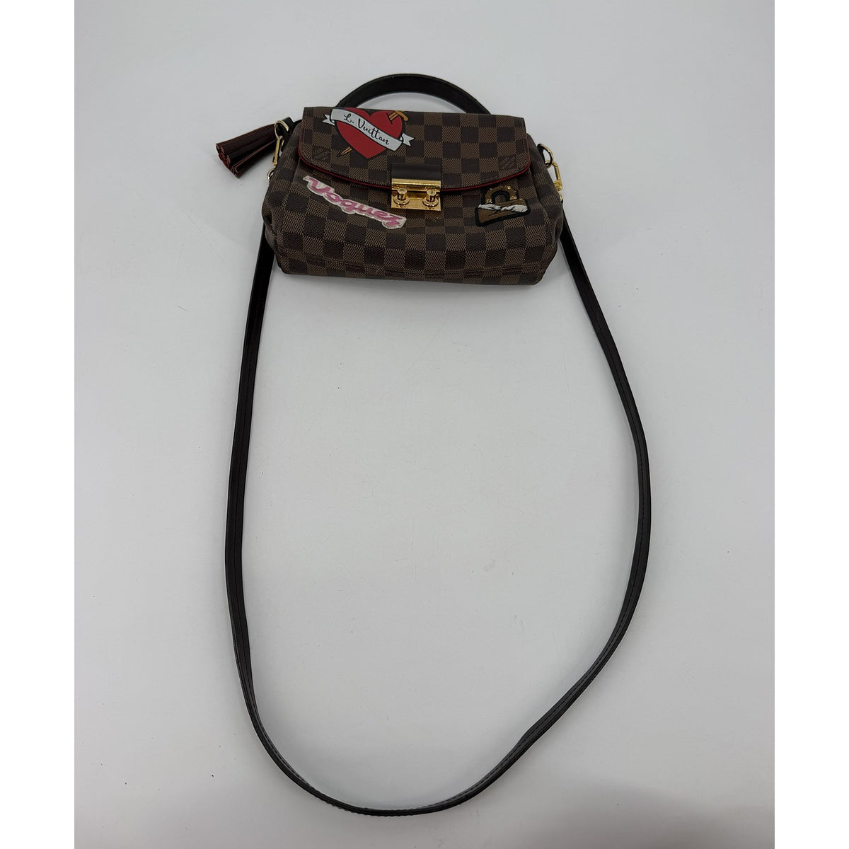 Louis Vuitton Croisette Damier Ebene Patches Canvas Brown Crossbody Bag N40055