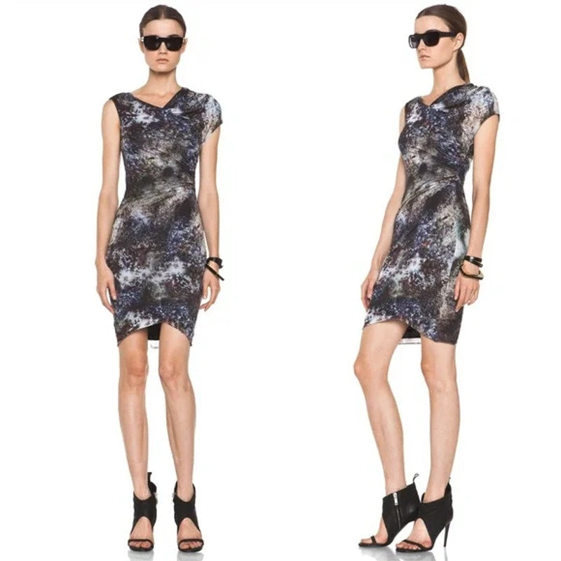 Helmut Lang Micro Modal Oxide Print Star Knee Length Dress