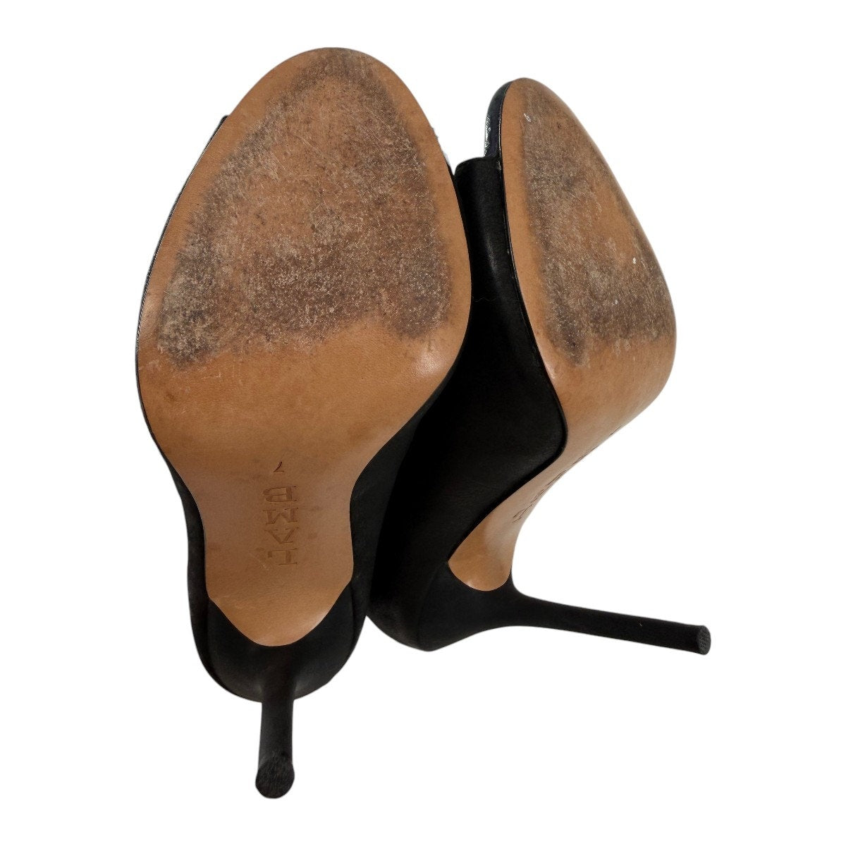 L.A.M.B. Leather Peep Toe Strappy Sandals Ankle Booties Black Women's Size 7