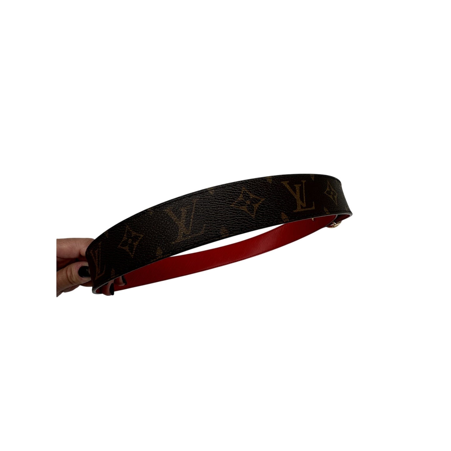 Louis Vuitton Leather Canvas Monogram LV Logo Buckle Reversible Belt
