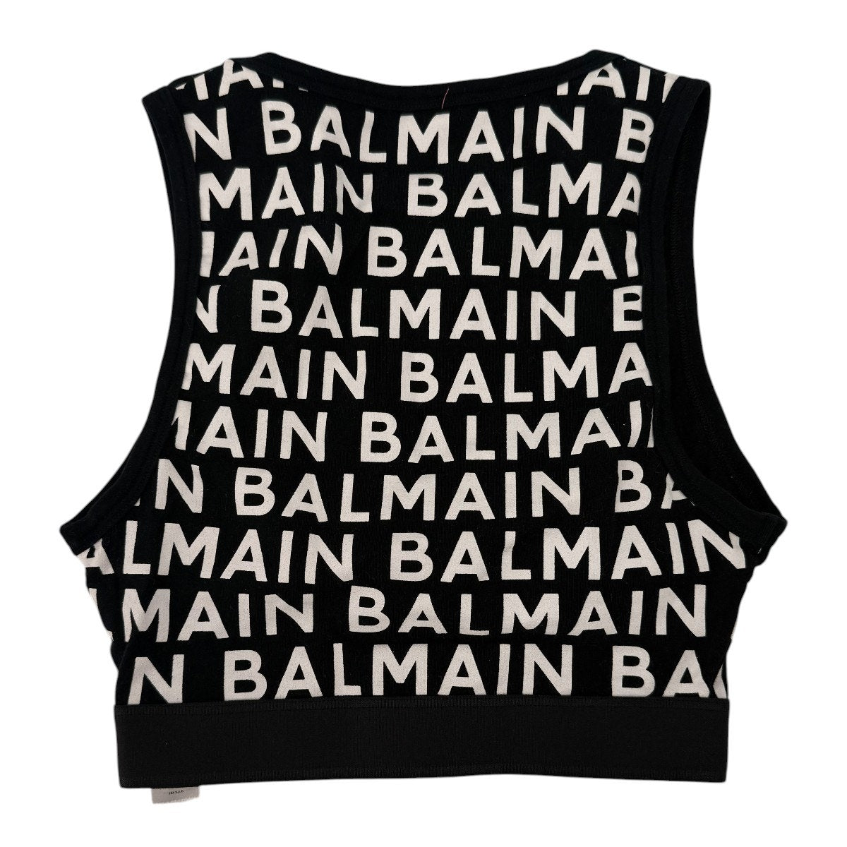 Balmain Logo Print Cotton Blend Cropped Tank Top