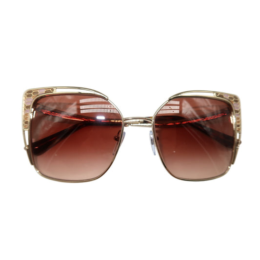 BVLGARI Oversized D-frame Metal Sunglasses Pale Gold Brown Gradient
