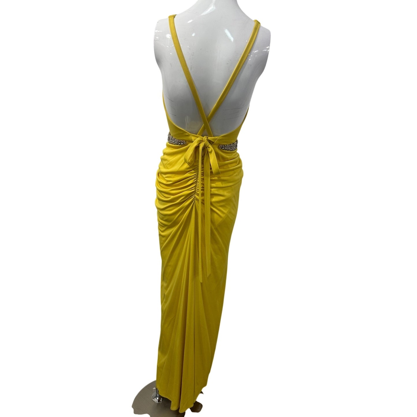 Nicole Bakti Crystal Embellished Draped Evening Gown
