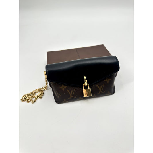 Louis Vuitton Leather Canvas Monogram Padlock On Strap Crossbody Bag