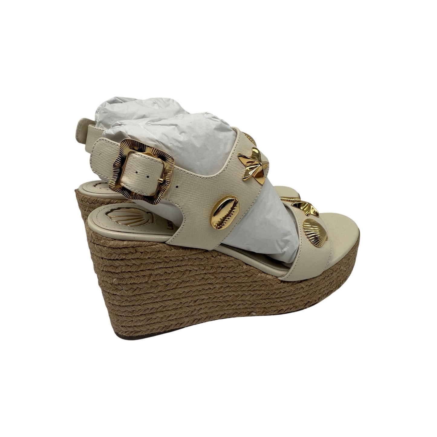 Larroudé Leather Madison Wedge Espadrille Sandals
