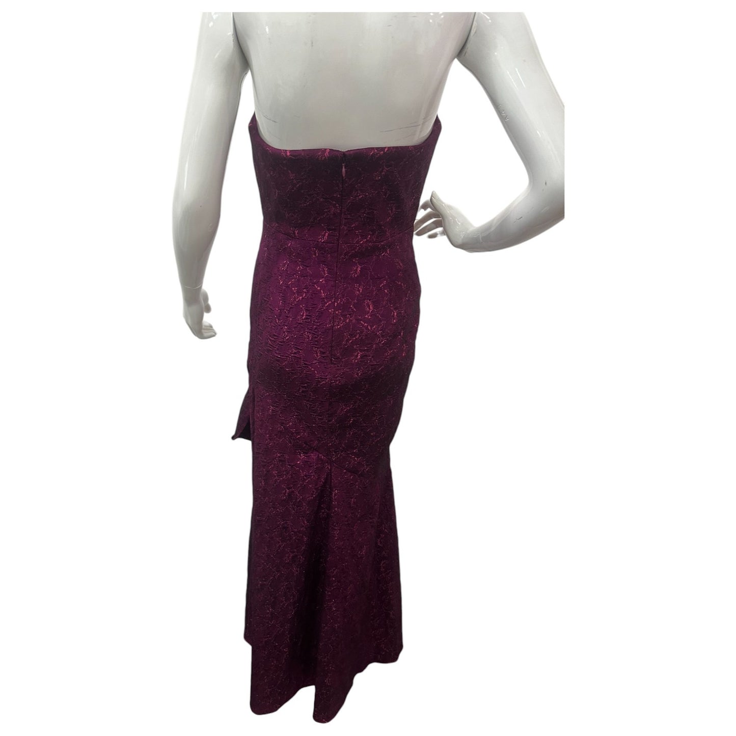 Theia Aimee Strapless Jacquard Fit and Flare Maxi Gown