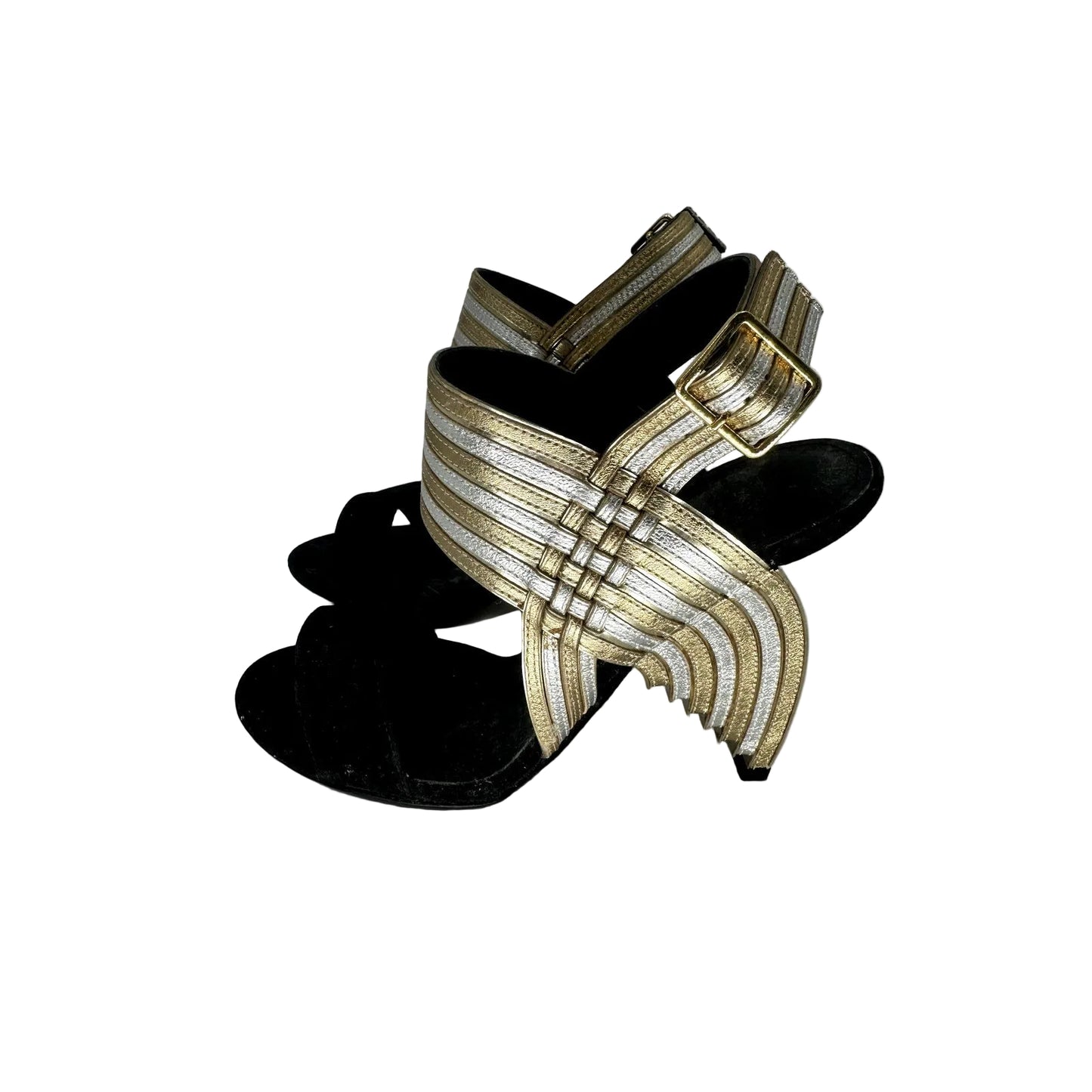 Salvatore Ferragamo Suede Lenny Leather Strap Heels Sandals