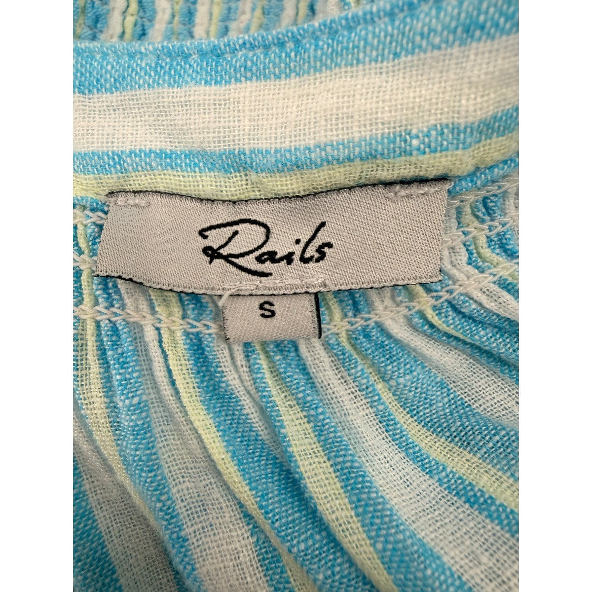 Rails Augustine Laguna Stripe Linen Blend Smocked Mini Dress Blue Women's Size S