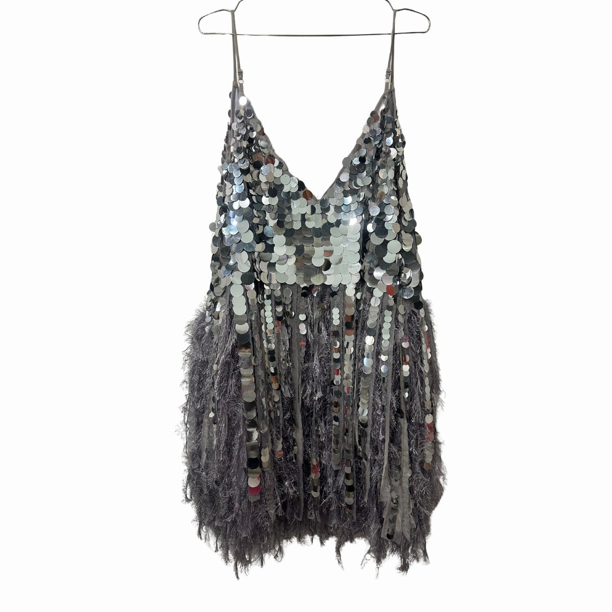 ASOS Edition Curve Paillette Sequin Faux Feather Hem Mini Dress