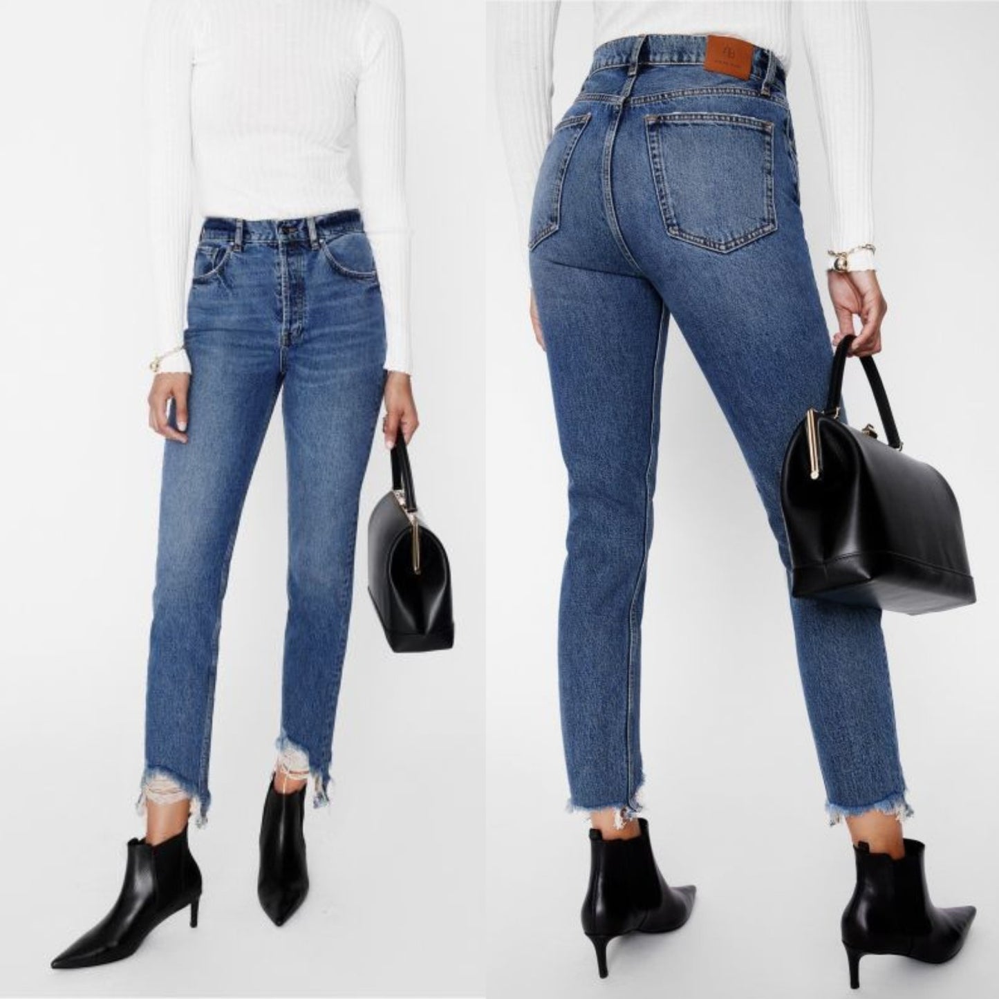 Anine Bing Sonya Distressed Straight Leg Jeans