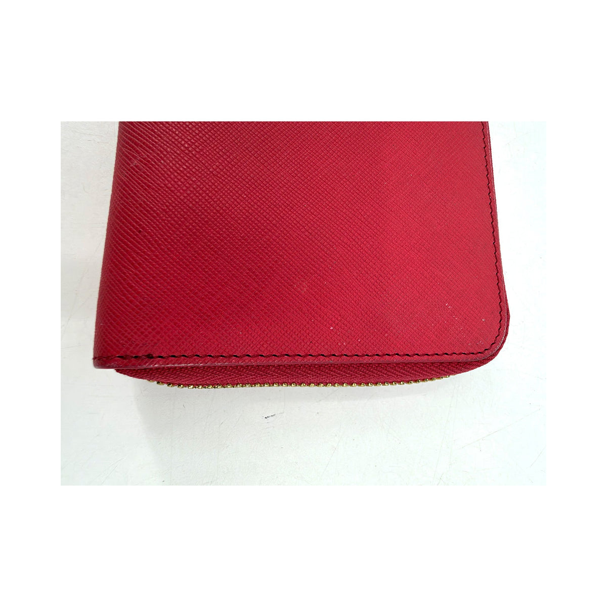 MCM Red Saffiano Leather Zip Around Continental Wallet Gold