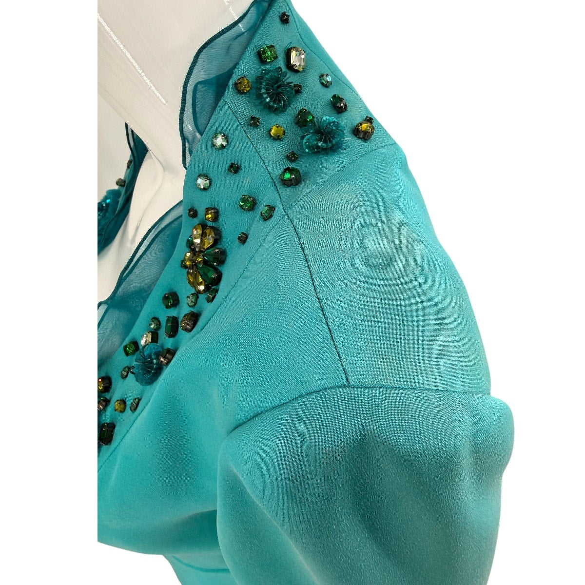 Valentino Silk Embellished Ruffle Open Front Blazer Jacket