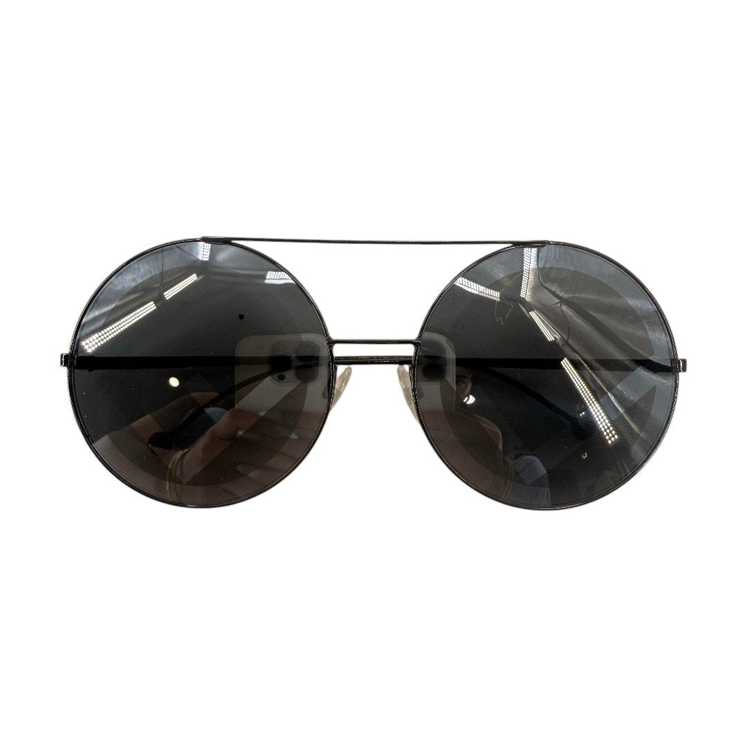 Fendi Round Logo Black Metal Designer FF 0285/S Sunglasses Gray Lenses Women's