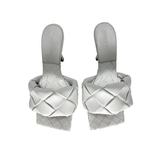 Bottega Veneta Leather Intrecciato Weave Lido Heeled Mules Sandals