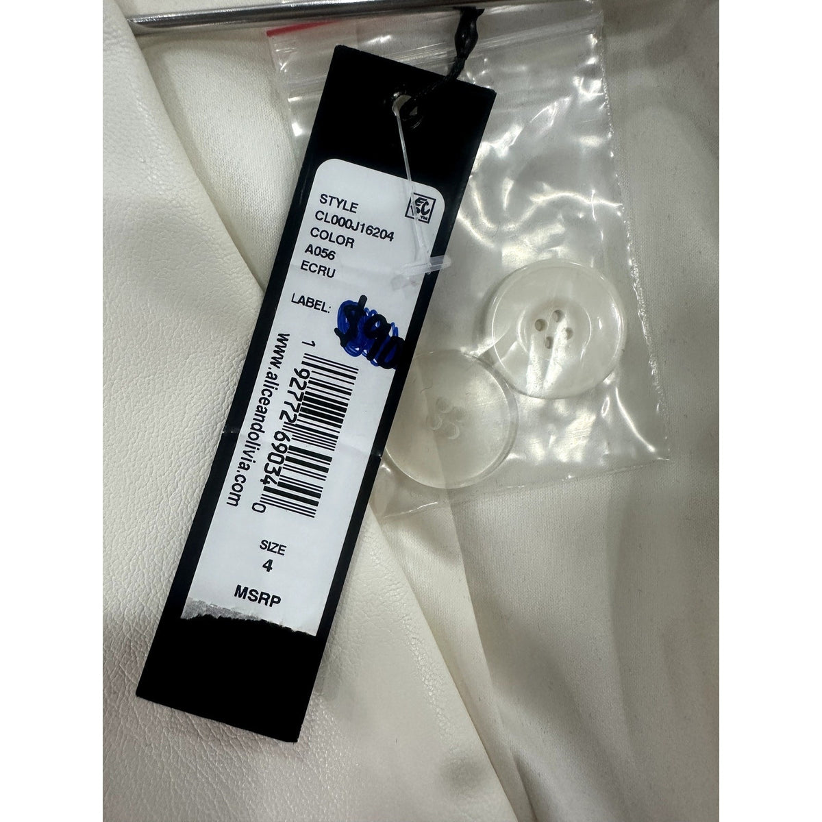 Alice + Olivia Vegan Leather Justin Double Breasted Blazer