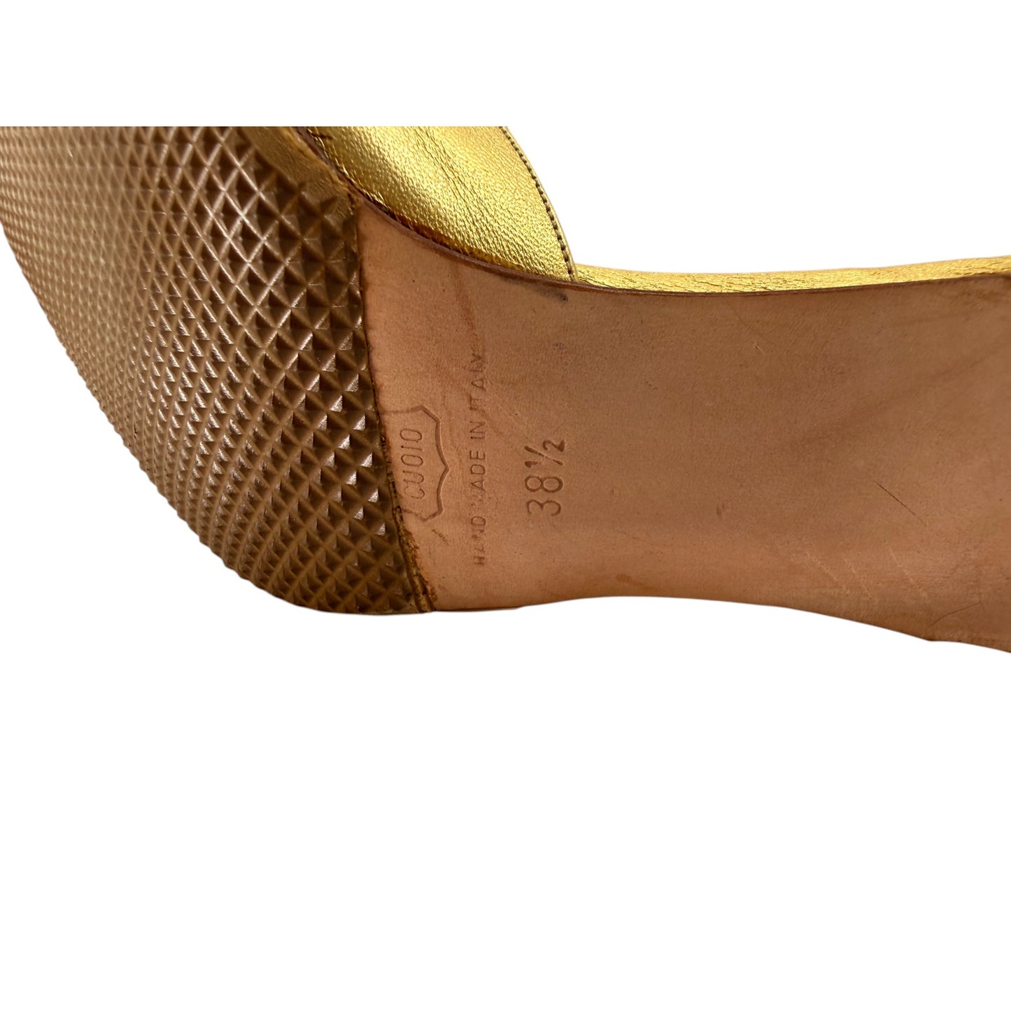 Manolo Blahnik Metallic Leather Boris Strappy Pointed Sandals