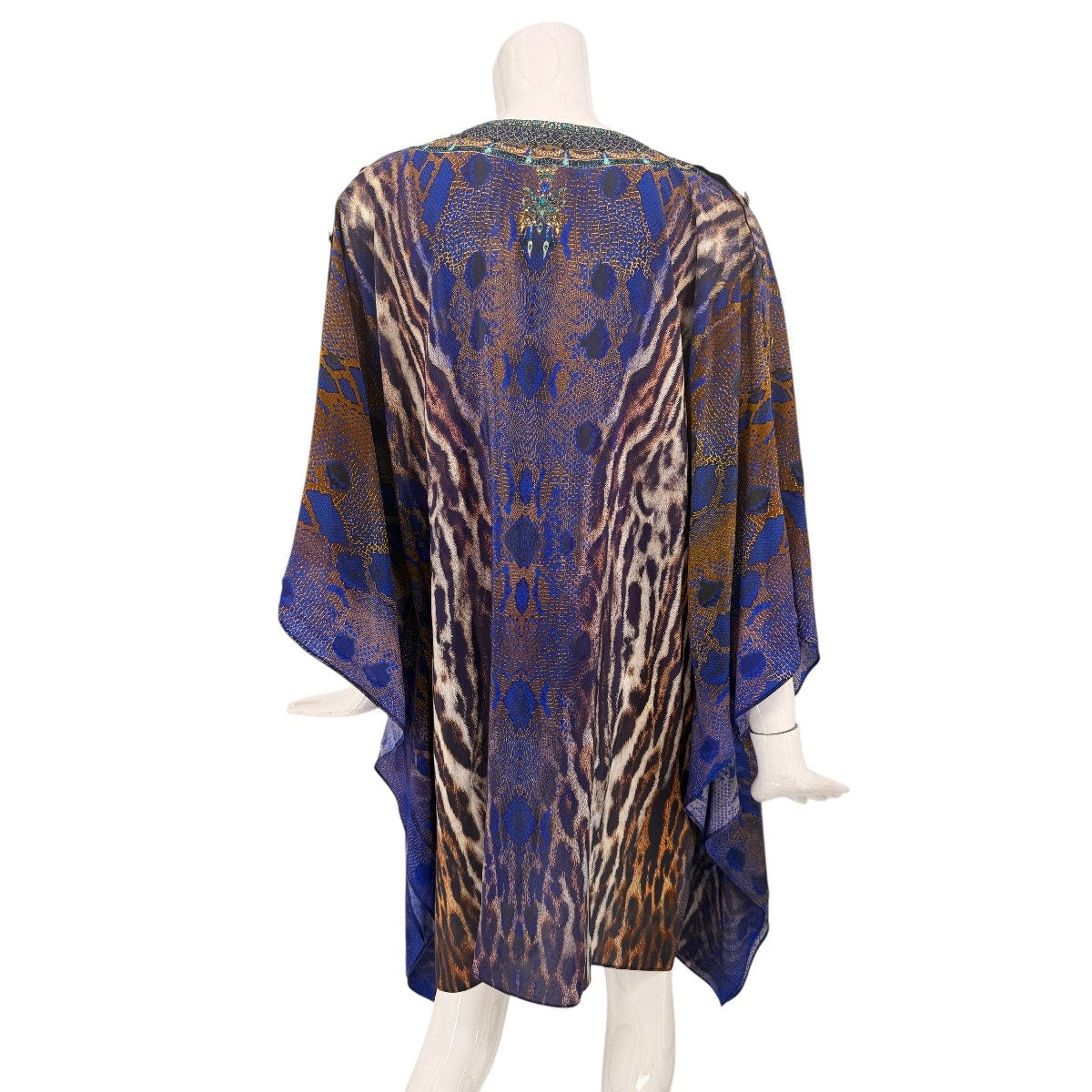 Camilla Silk Animal Print V-Neck Short Kaftan Dress