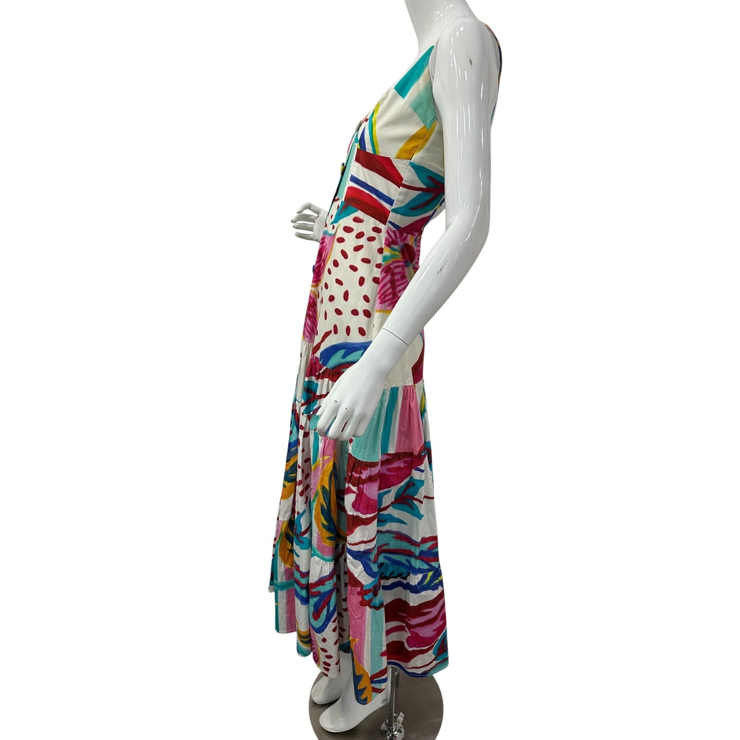 PatBO Floral V-Neck Sleeveless Tiered Maxi Dress Multicolor Women's Size US 6