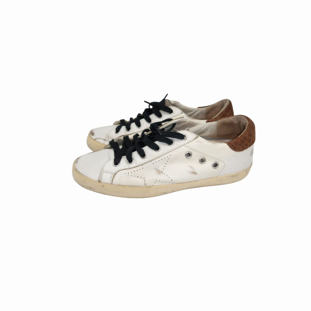 Golden Goose Leather Suede Trim Superstar Low Top Lace Up Sneaker
