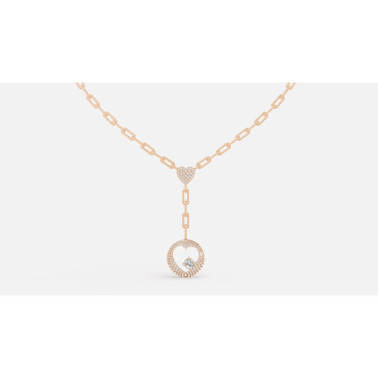 0.94 CTW 14K Plumb Gold Diamond Lariat Necklace