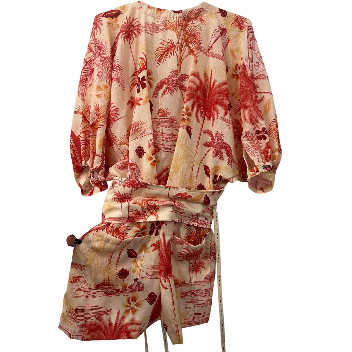 Agua Bendita Linnea Tropical V-Neck 3/4 Sleeve Romper Women's