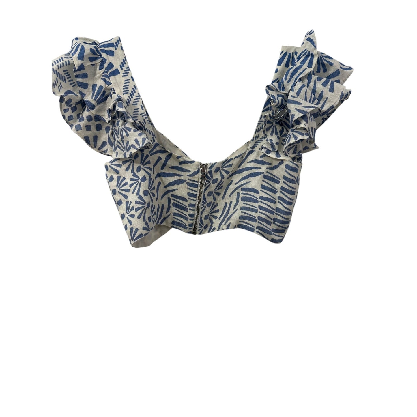 ALEXIS Blue & White Printed Crop Top and Wide Leg Pants Set