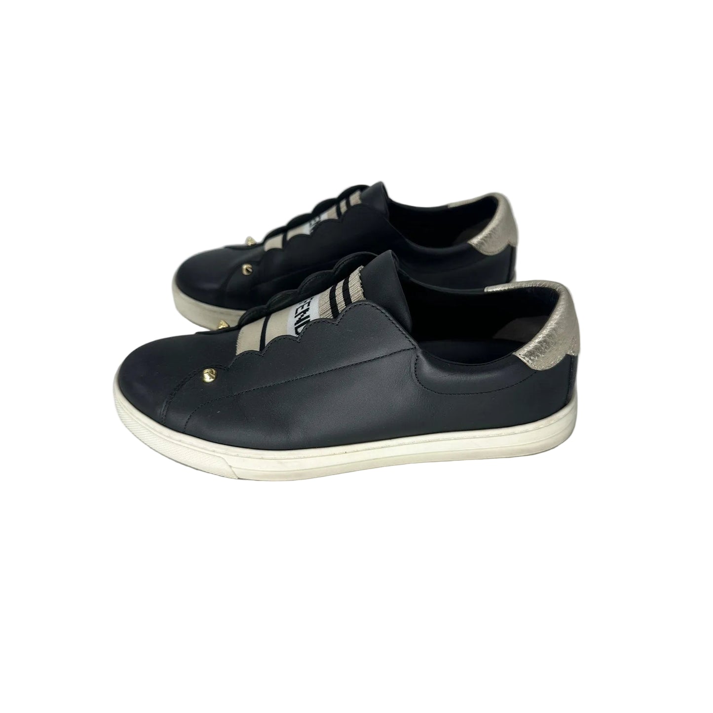Fendi Leather Knit Logo Rockoclick Slip On Sneakers