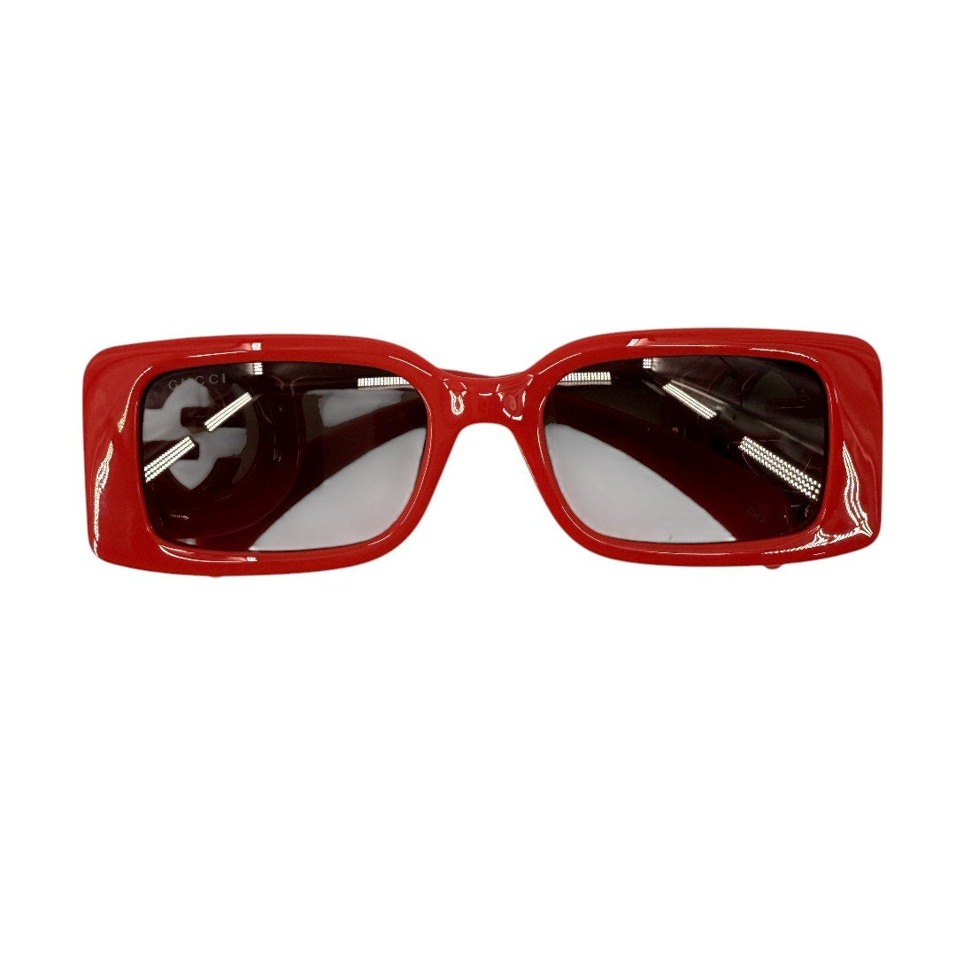 Gucci GG1325S Red Interlocking G Rectangular Sunglasses Women's 54-19-140