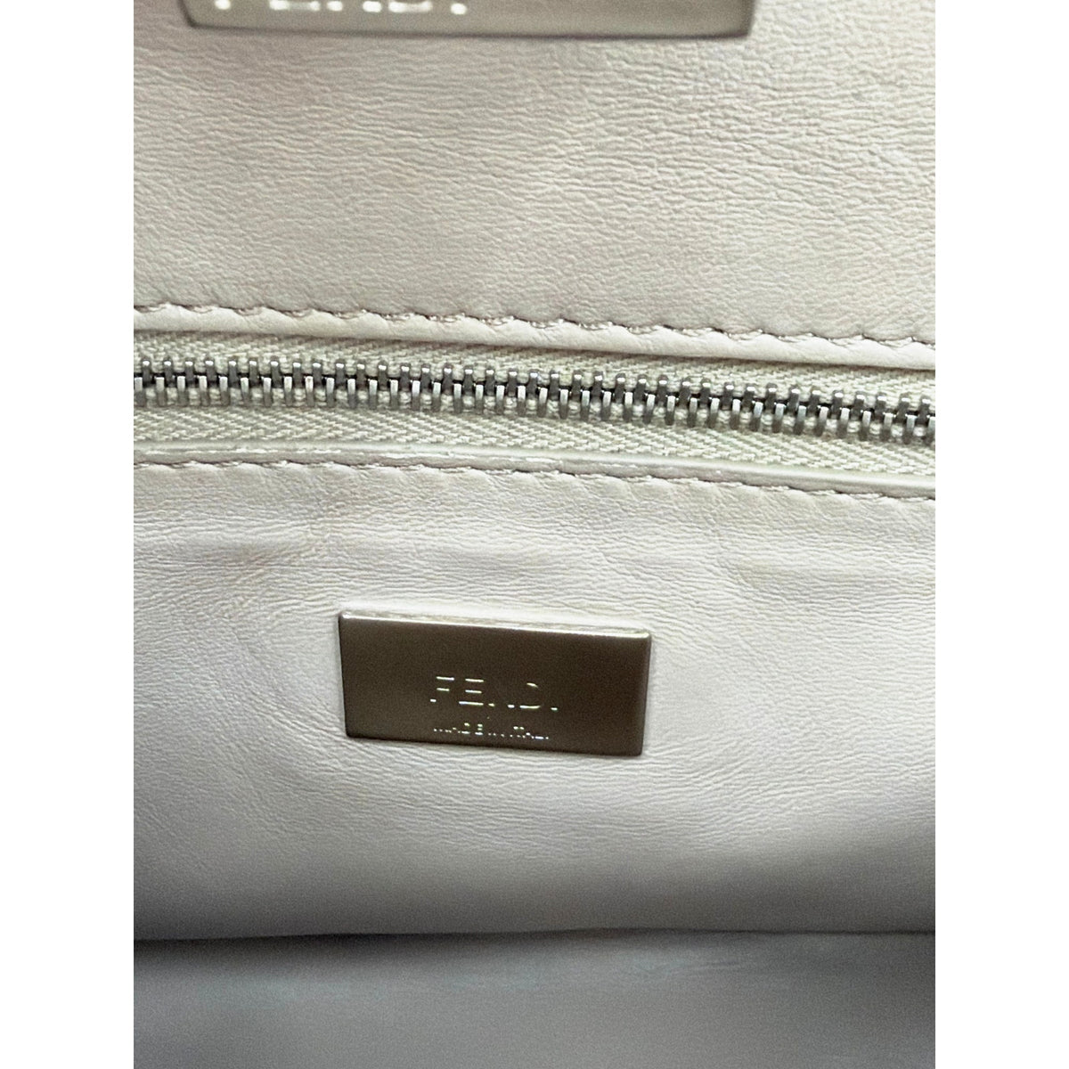 Fendi Mini Peekaboo Python Top Handle Bag Natural Beige