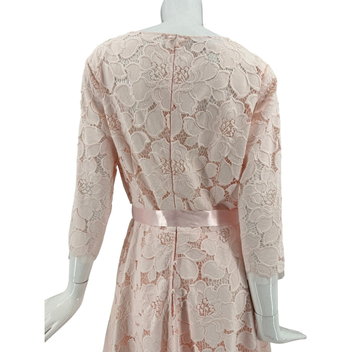 Rickie Freeman Teri Jon Blush Pink Lace Tulle Fit Flare Midi Dress