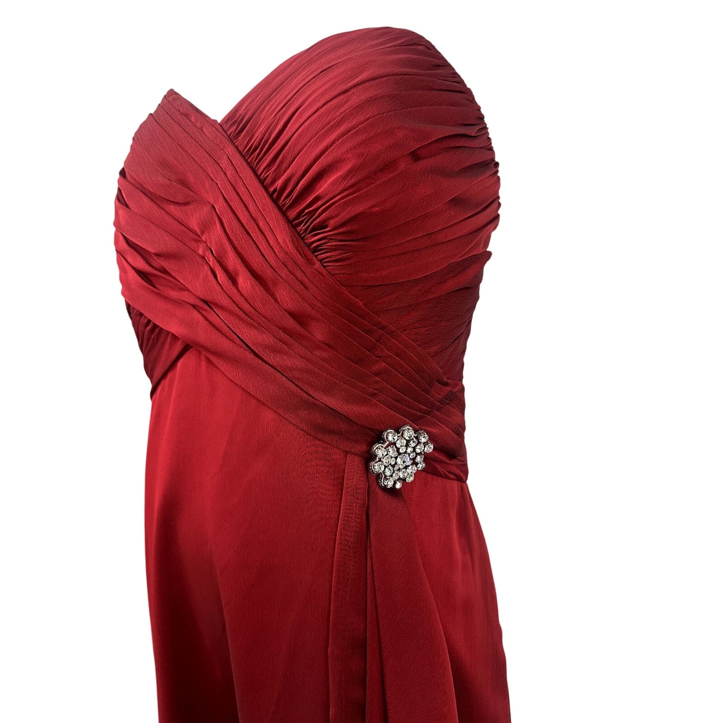 Belsoie Strapless Ruched Chiffon Formal Maxi Gown New