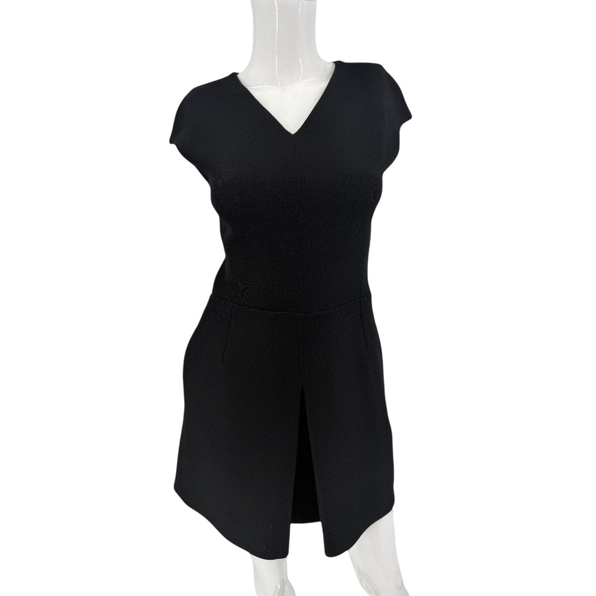 Vince Inverted Pleat V-Neck Sheath Mini Dress Black Crepe Women's Size 0 NWT